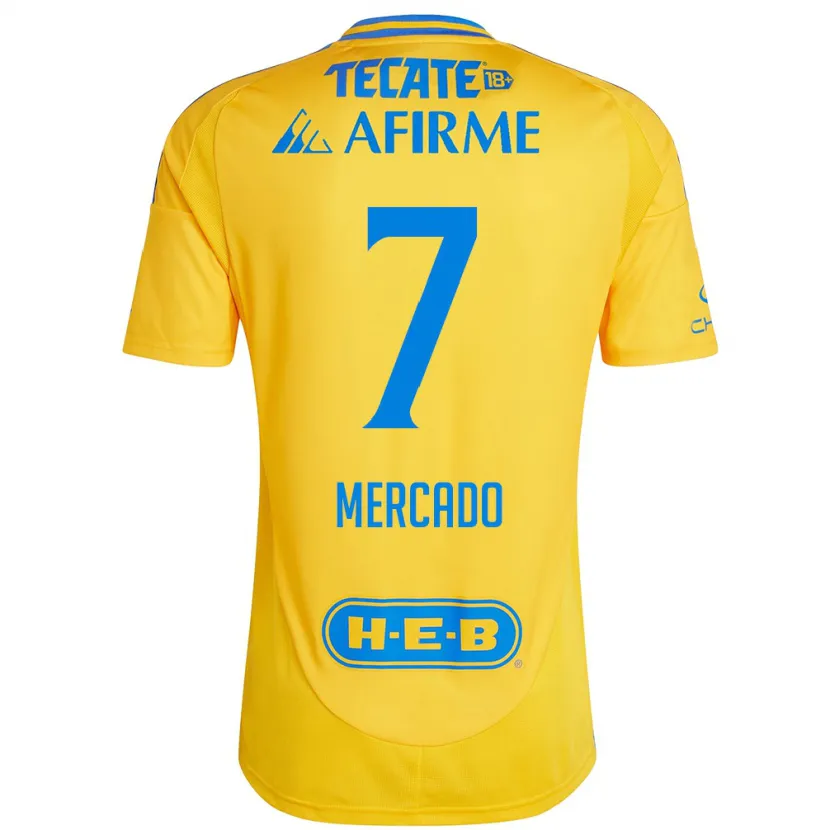 Danxen Kinderen Liliana Mercado #7 Goud Geel Thuisshirt Thuistenue 2024/25 T-Shirt