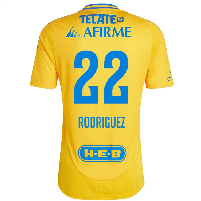 Danxen Kinderen Anika Rodriguez #22 Goud Geel Thuisshirt Thuistenue 2024/25 T-Shirt