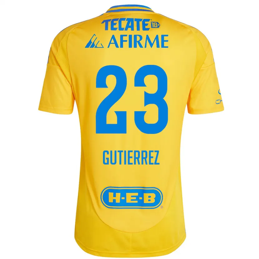 Danxen Kinderen Jana Gutierrez #23 Goud Geel Thuisshirt Thuistenue 2024/25 T-Shirt