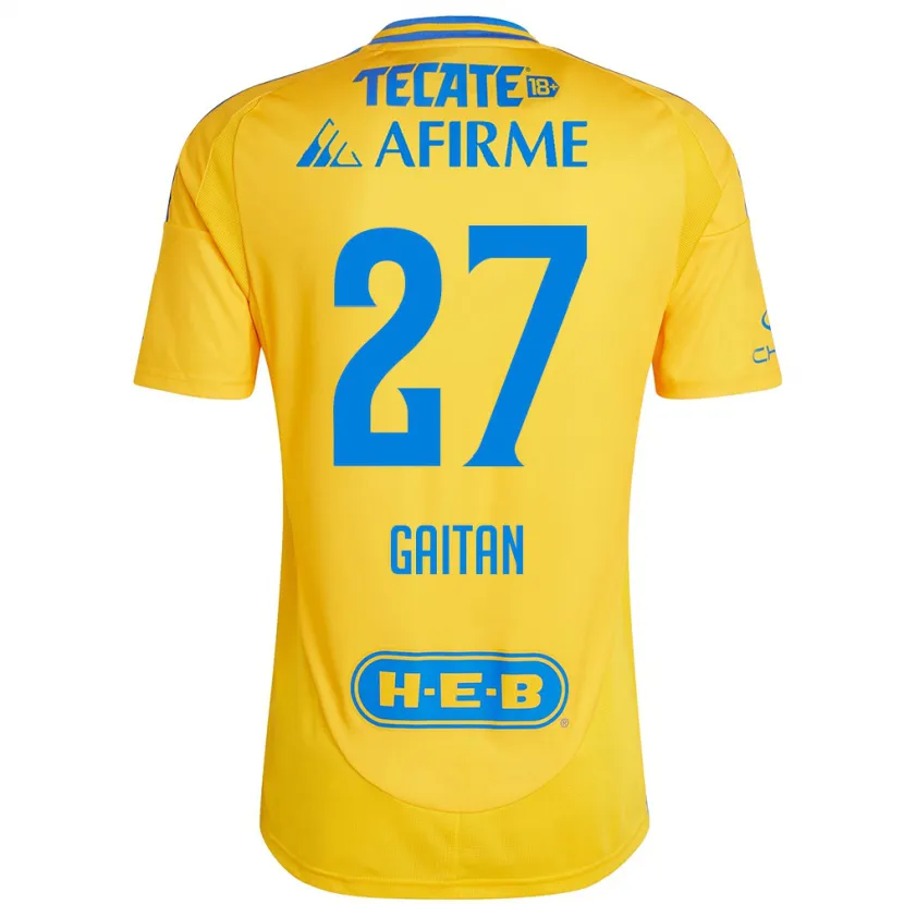 Danxen Kinderen Natalia Gaitan #27 Goud Geel Thuisshirt Thuistenue 2024/25 T-Shirt