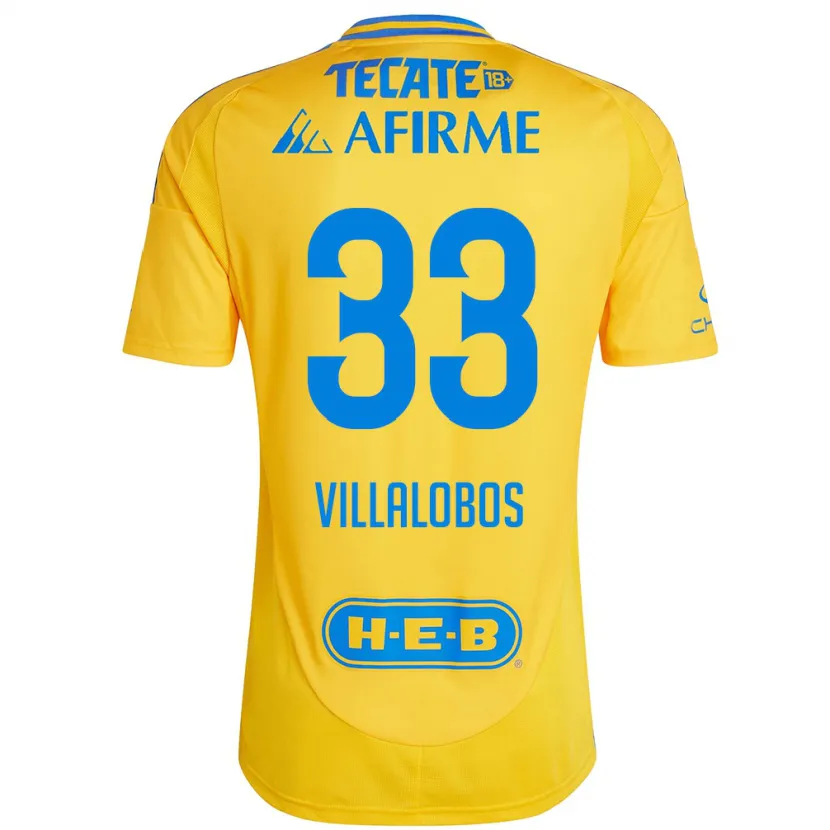 Danxen Kinderen Vania Villalobos #33 Goud Geel Thuisshirt Thuistenue 2024/25 T-Shirt