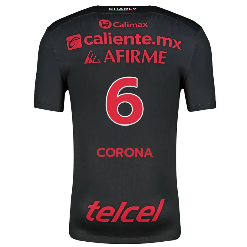 Danxen Kinderen Joe Corona #6 Zwart Rood Thuisshirt Thuistenue 2024/25 T-Shirt