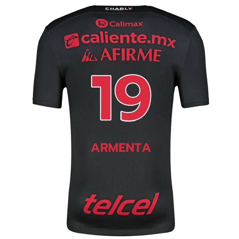 Danxen Kinderen Eduardo Armenta #19 Zwart Rood Thuisshirt Thuistenue 2024/25 T-Shirt