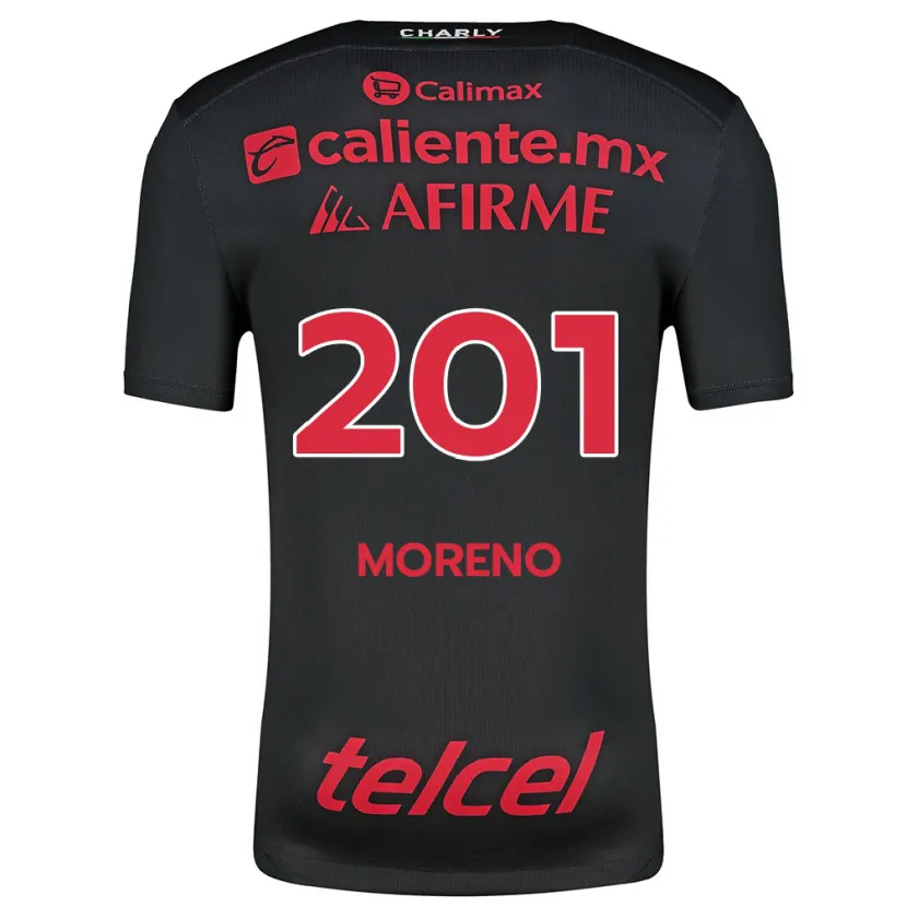 Danxen Kinderen Jesús Moreno #201 Zwart Rood Thuisshirt Thuistenue 2024/25 T-Shirt