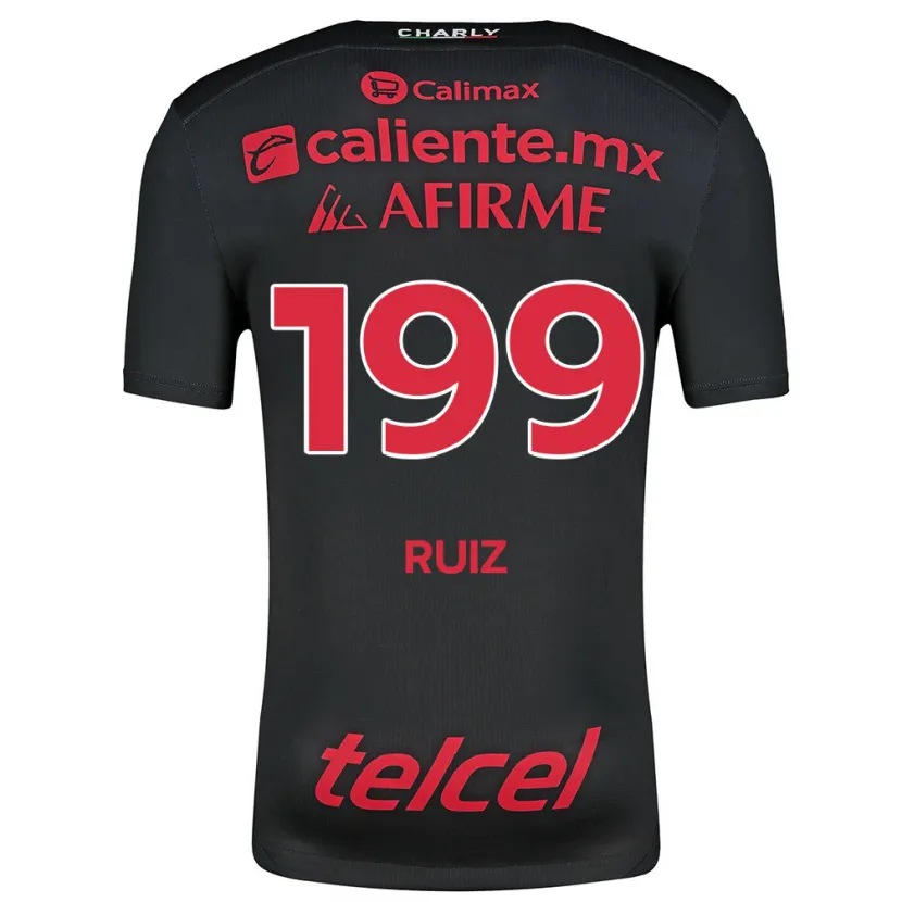 Danxen Kinderen Emilio Ruiz #199 Zwart Rood Thuisshirt Thuistenue 2024/25 T-Shirt