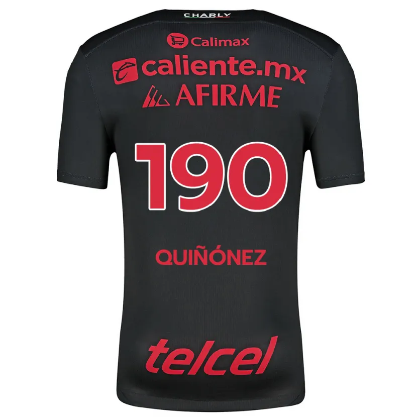 Danxen Kinderen Martín Quiñónez #190 Zwart Rood Thuisshirt Thuistenue 2024/25 T-Shirt