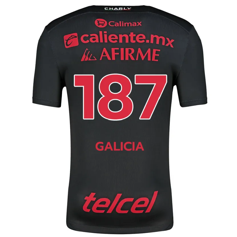 Danxen Kinderen Carlos Galicia #187 Zwart Rood Thuisshirt Thuistenue 2024/25 T-Shirt