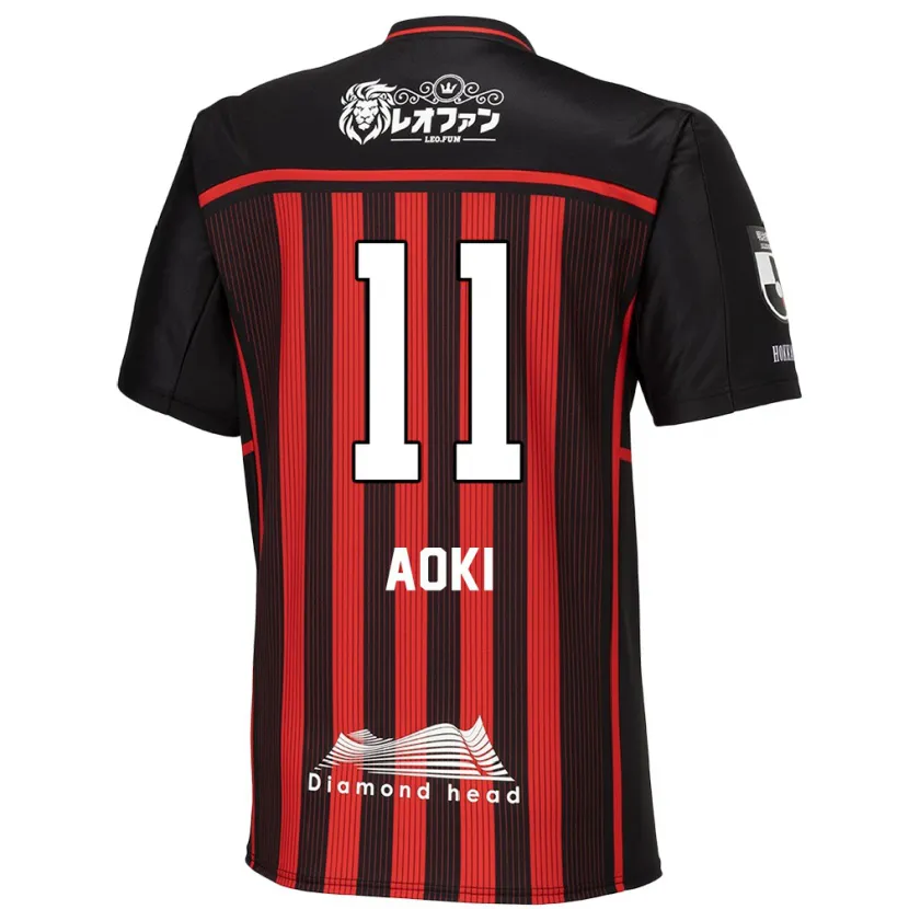 Danxen Kinderen Ryota Aoki #11 Rood Zwart Thuisshirt Thuistenue 2024/25 T-Shirt