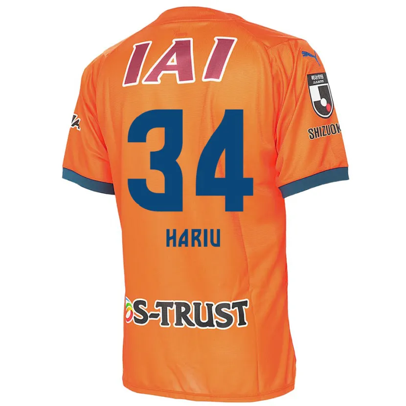 Danxen Kinderen Ryota Hariu #34 Oranje Blauw Thuisshirt Thuistenue 2024/25 T-Shirt