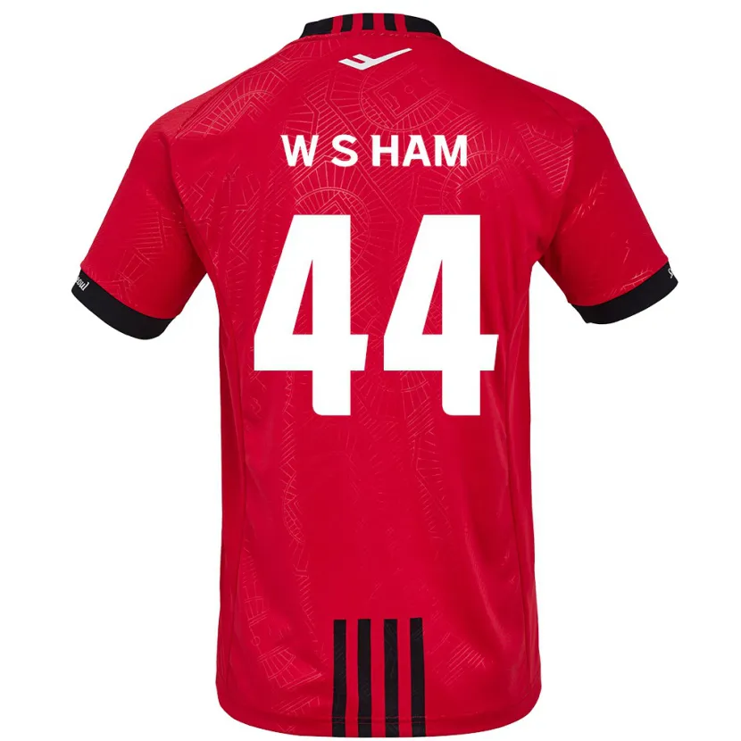 Danxen Kinderen Sun-Woo Ham #44 Rood Zwart Thuisshirt Thuistenue 2024/25 T-Shirt