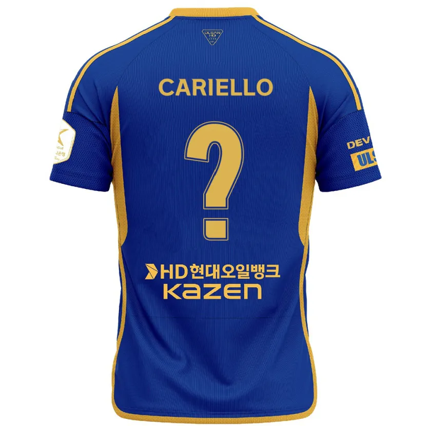 Danxen Kinderen Yago Cariello #0 Blauw Geel Thuisshirt Thuistenue 2024/25 T-Shirt