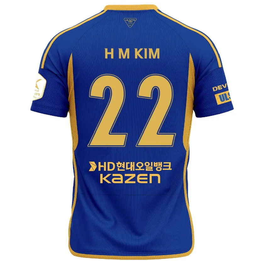 Danxen Kinderen Min-Hyuk Kim #22 Blauw Geel Thuisshirt Thuistenue 2024/25 T-Shirt