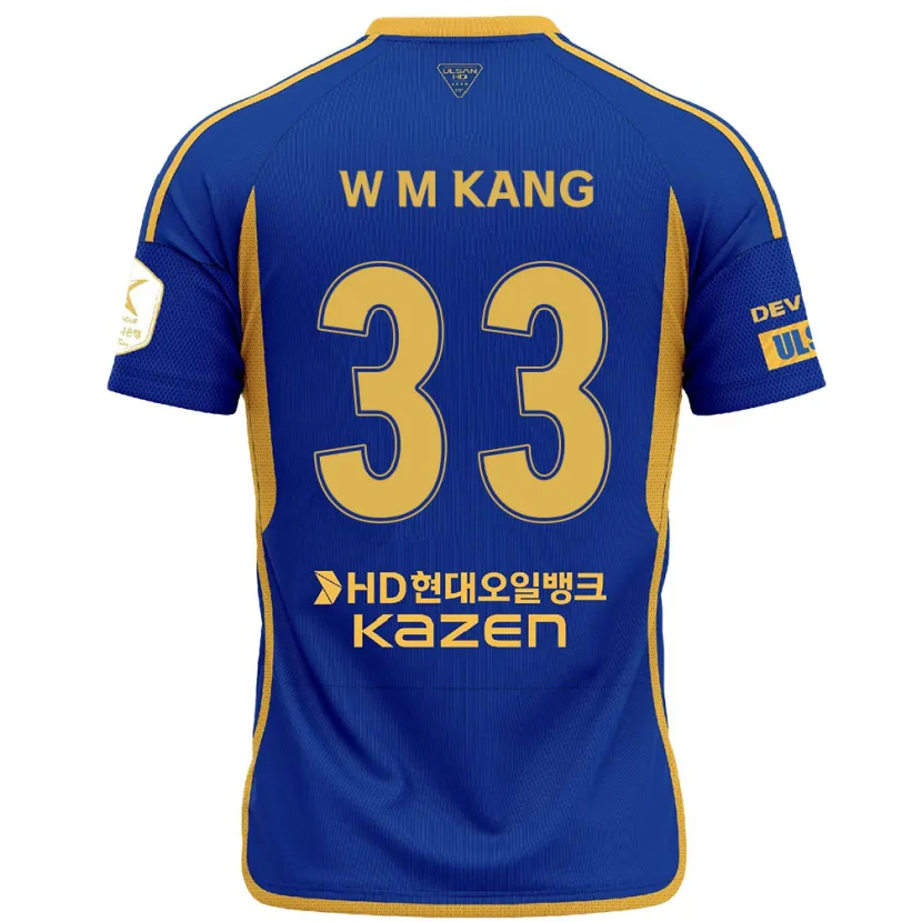 Danxen Kinderen Min-Woo Kang #33 Blauw Geel Thuisshirt Thuistenue 2024/25 T-Shirt