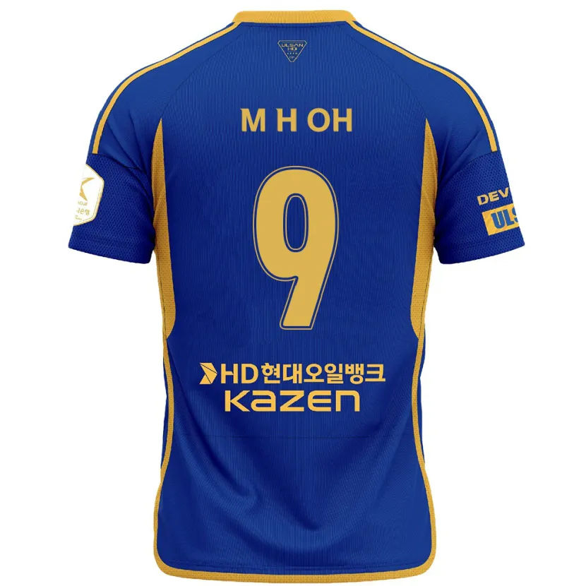 Danxen Kinderen Hyun-Min Oh #9 Blauw Geel Thuisshirt Thuistenue 2024/25 T-Shirt