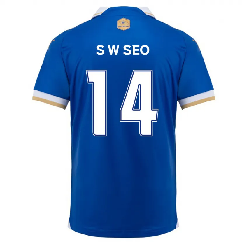 Danxen Kinderen Woo-Seong Seo #14 Blauw Wit Thuisshirt Thuistenue 2024/25 T-Shirt