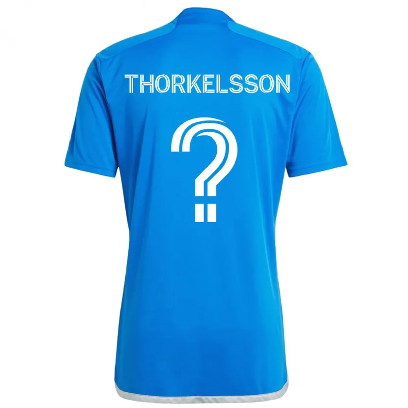 Danxen Kinderen Róbert Orri Thorkelsson #0 Blauw Wit Thuisshirt Thuistenue 2024/25 T-Shirt