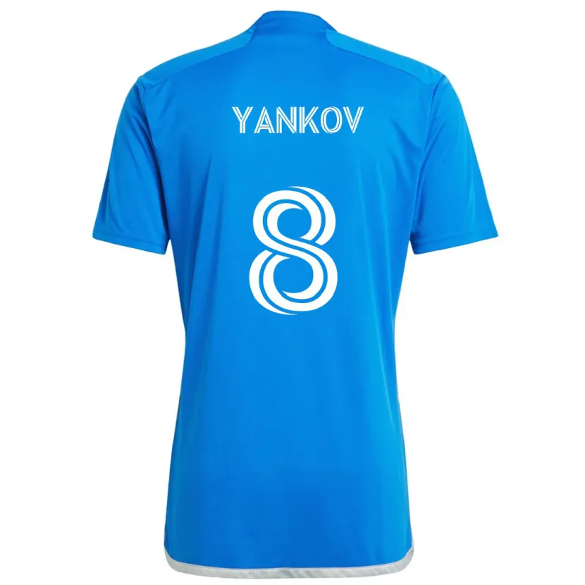 Danxen Kinderen Dominik Yankov #8 Blauw Wit Thuisshirt Thuistenue 2024/25 T-Shirt