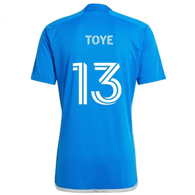 Danxen Kinderen Mason Toye #13 Blauw Wit Thuisshirt Thuistenue 2024/25 T-Shirt