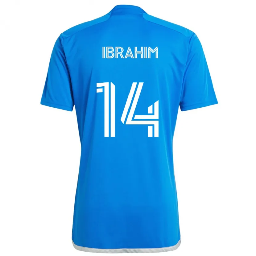 Danxen Kinderen Sunusi Ibrahim #14 Blauw Wit Thuisshirt Thuistenue 2024/25 T-Shirt