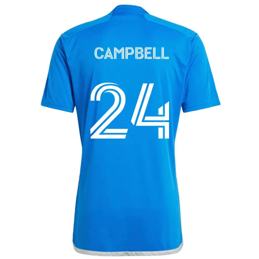 Danxen Kinderen George Campbell #24 Blauw Wit Thuisshirt Thuistenue 2024/25 T-Shirt