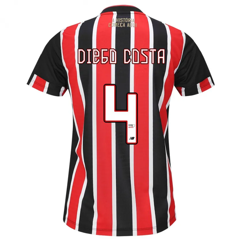 Danxen Kinderen Diego Costa #4 Zwart Rood Wit Uitshirt Uittenue 2024/25 T-Shirt