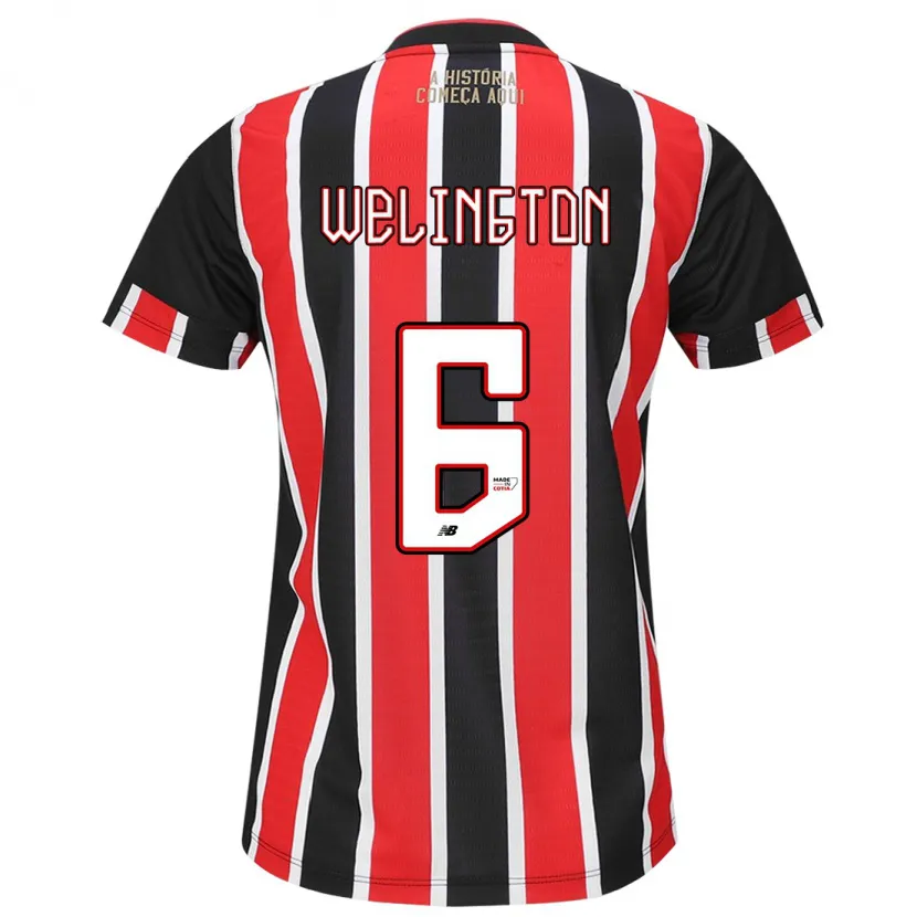 Danxen Kinderen Welington #6 Zwart Rood Wit Uitshirt Uittenue 2024/25 T-Shirt