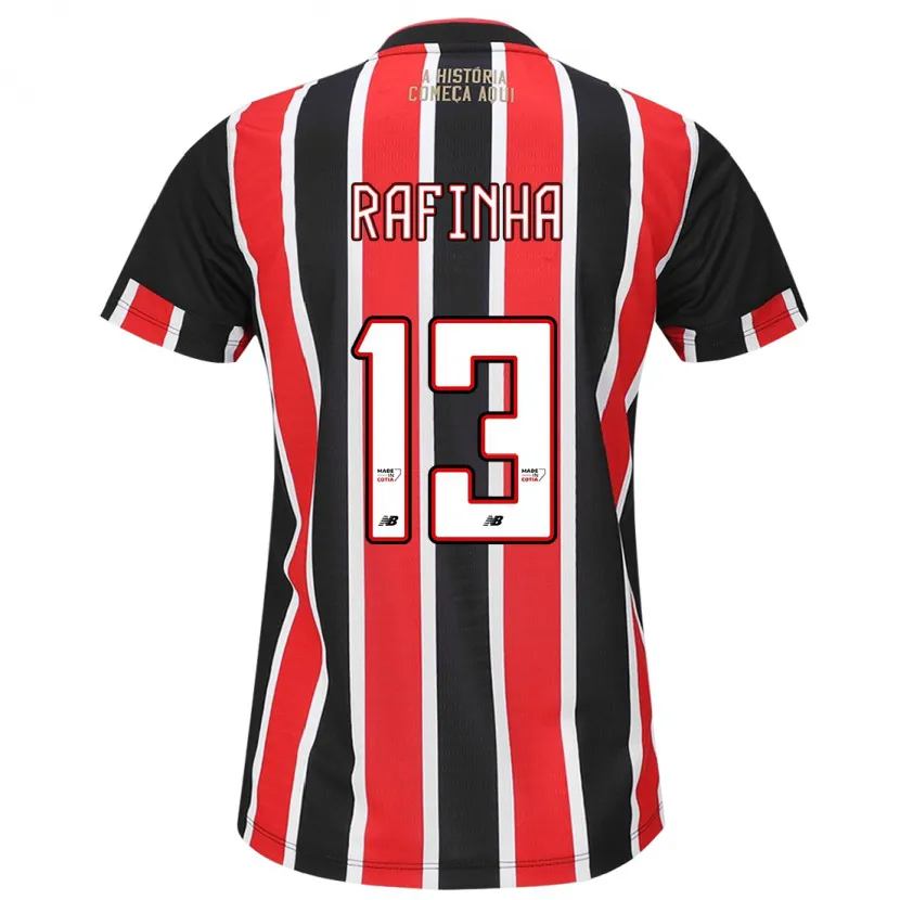 Danxen Kinderen Rafinha #13 Zwart Rood Wit Uitshirt Uittenue 2024/25 T-Shirt