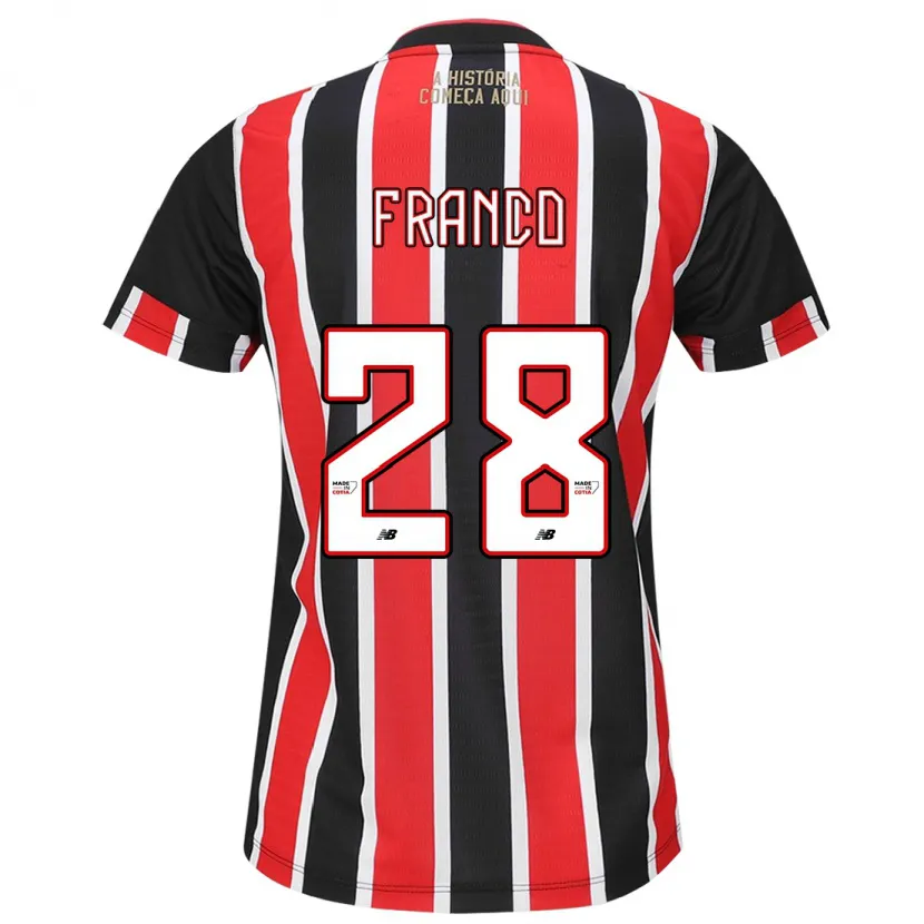 Danxen Kinderen Alan Franco #28 Zwart Rood Wit Uitshirt Uittenue 2024/25 T-Shirt