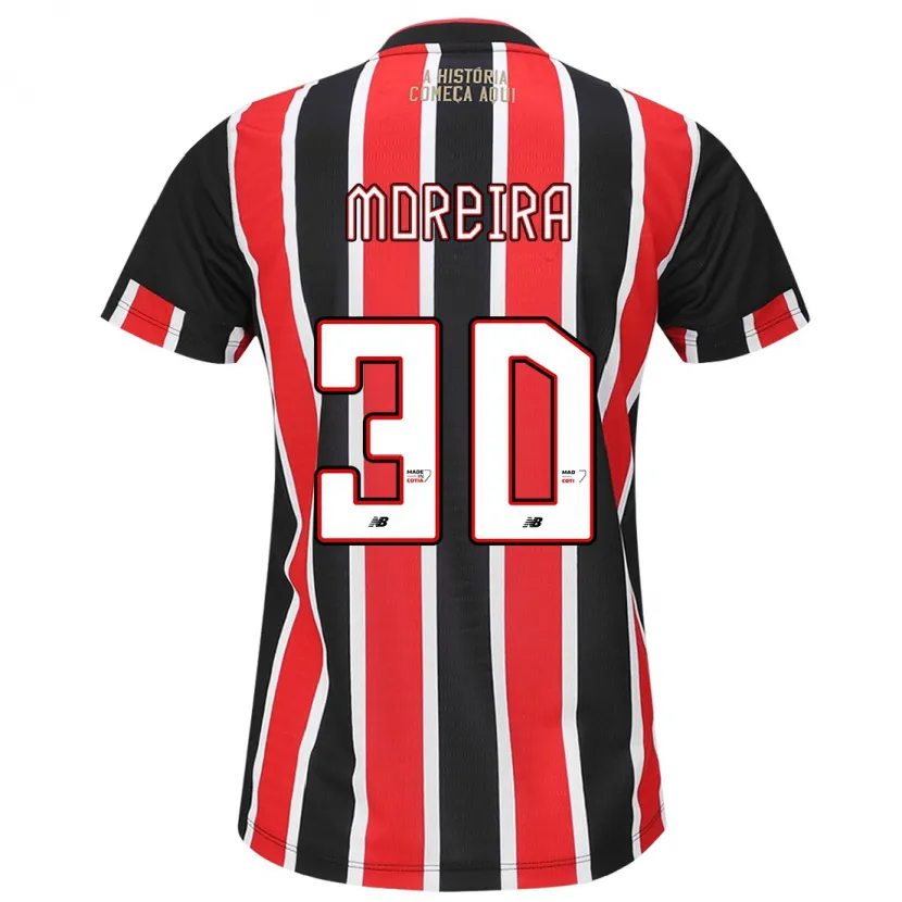 Danxen Kinderen João Moreira #30 Zwart Rood Wit Uitshirt Uittenue 2024/25 T-Shirt