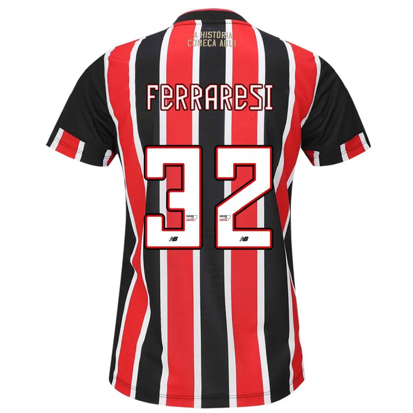 Danxen Kinderen Nahuel Ferraresi #32 Zwart Rood Wit Uitshirt Uittenue 2024/25 T-Shirt