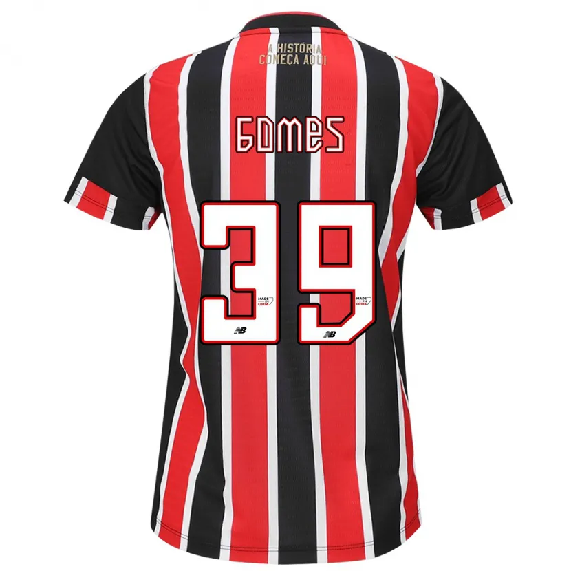 Danxen Kinderen William Gomes #39 Zwart Rood Wit Uitshirt Uittenue 2024/25 T-Shirt