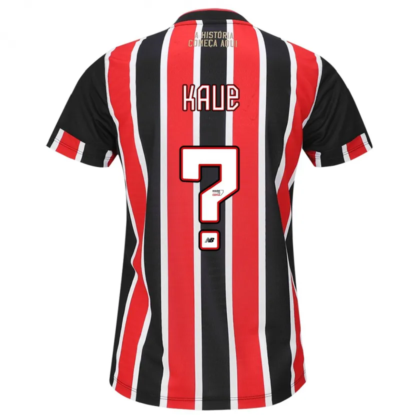 Danxen Kinderen Kauê Alves #0 Zwart Rood Wit Uitshirt Uittenue 2024/25 T-Shirt