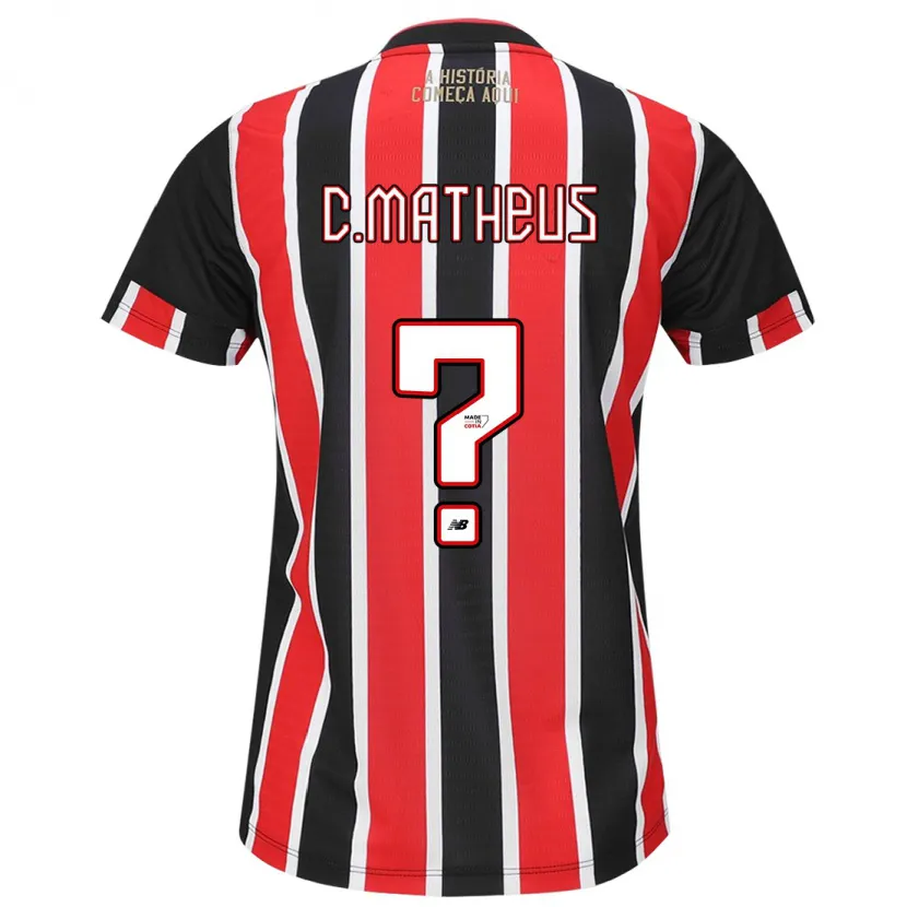 Danxen Kinderen Caio Matheus #0 Zwart Rood Wit Uitshirt Uittenue 2024/25 T-Shirt