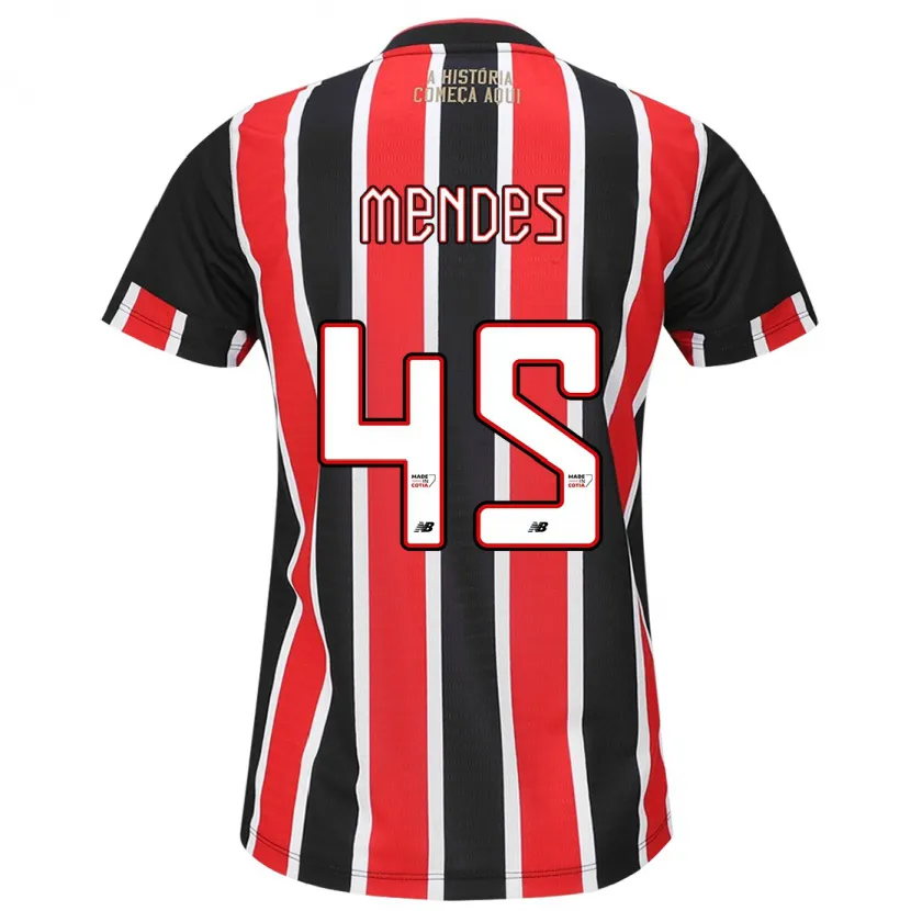 Danxen Kinderen Nathan Mendes #45 Zwart Rood Wit Uitshirt Uittenue 2024/25 T-Shirt