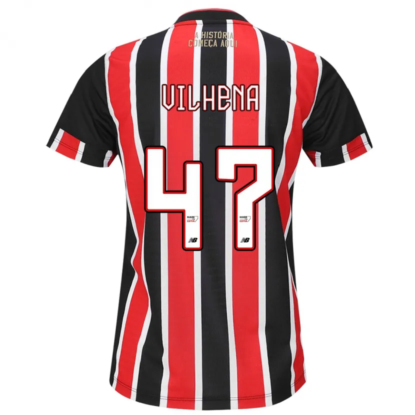 Danxen Kinderen Pedro Vilhena #47 Zwart Rood Wit Uitshirt Uittenue 2024/25 T-Shirt