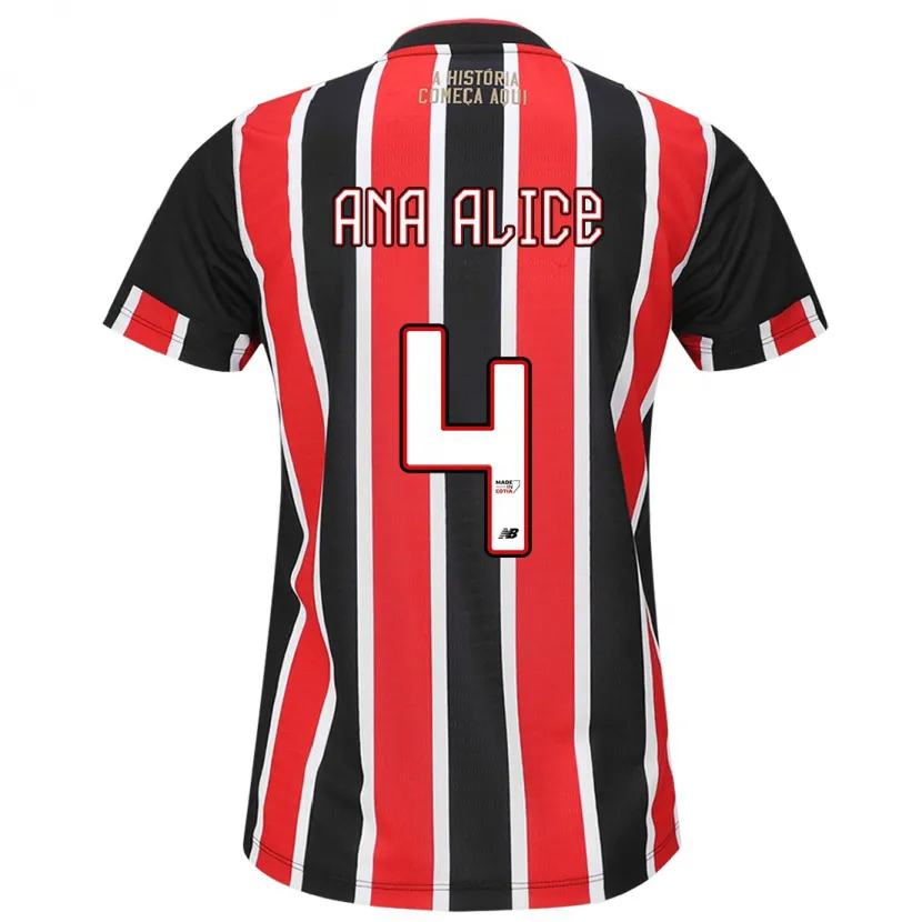 Danxen Kinderen Ana Alice Luciano Da Silva #4 Zwart Rood Wit Uitshirt Uittenue 2024/25 T-Shirt