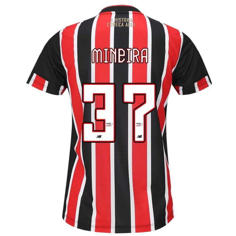 Danxen Kinderen Rafa Mineira #37 Zwart Rood Wit Uitshirt Uittenue 2024/25 T-Shirt