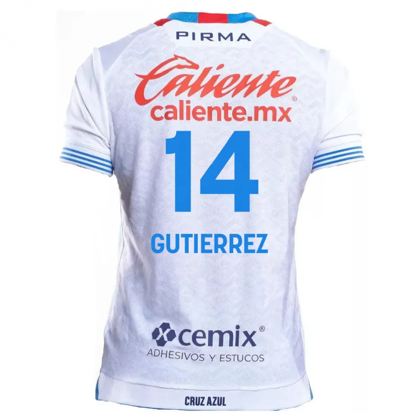 Danxen Kinderen Alexis Gutiérrez #14 Wit Blauw Uitshirt Uittenue 2024/25 T-Shirt