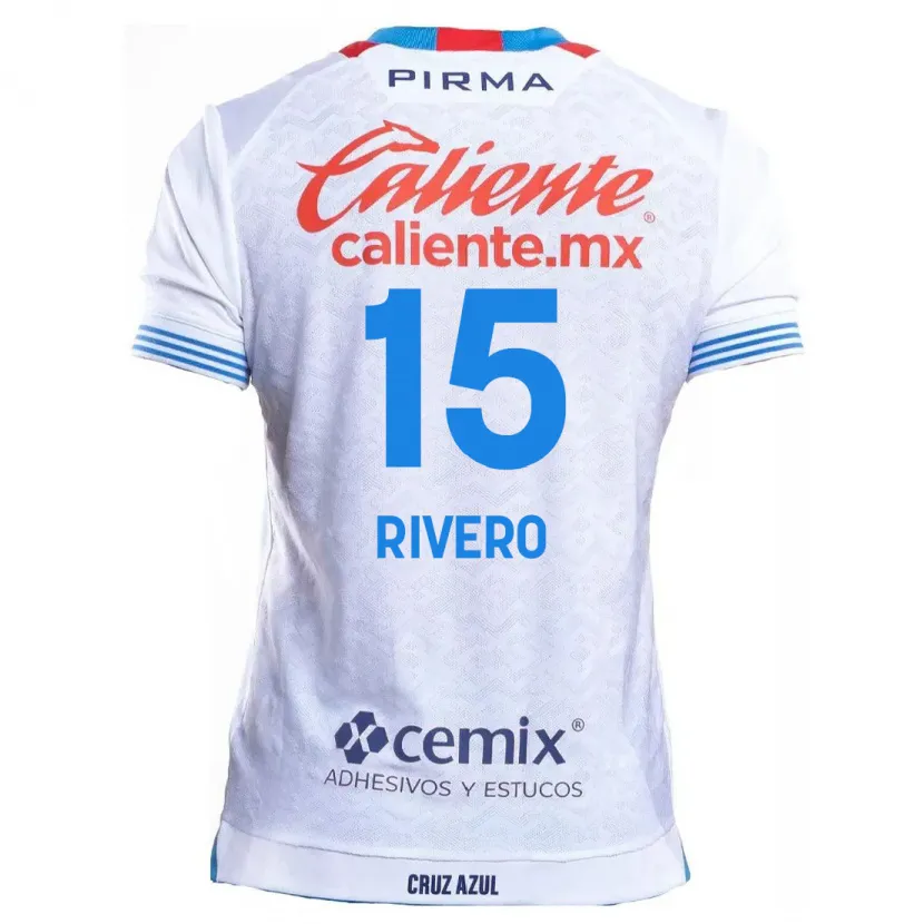 Danxen Kinderen Ignacio Rivero #15 Wit Blauw Uitshirt Uittenue 2024/25 T-Shirt