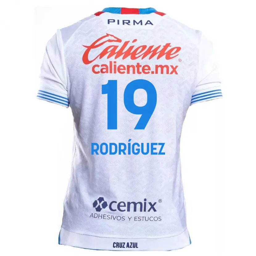 Danxen Kinderen Carlos Rodríguez #19 Wit Blauw Uitshirt Uittenue 2024/25 T-Shirt