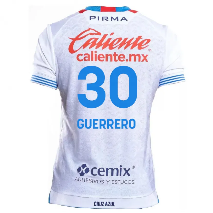 Danxen Kinderen Rafael Guerrero #30 Wit Blauw Uitshirt Uittenue 2024/25 T-Shirt