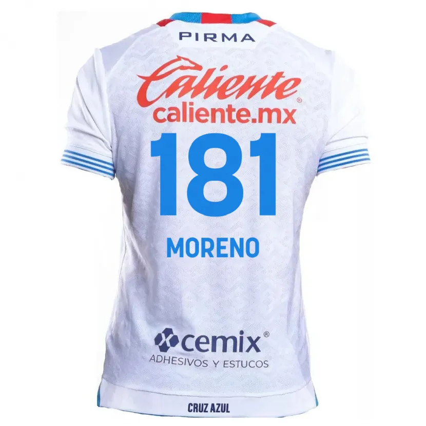 Danxen Kinderen Roberto Moreno #181 Wit Blauw Uitshirt Uittenue 2024/25 T-Shirt