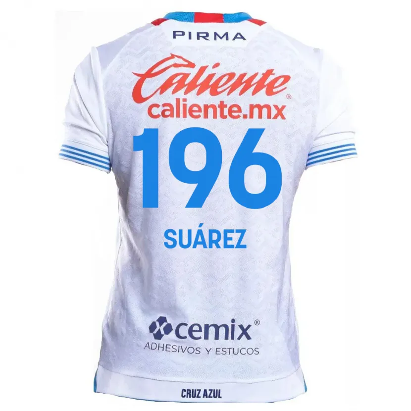 Danxen Kinderen Javier Suárez #196 Wit Blauw Uitshirt Uittenue 2024/25 T-Shirt