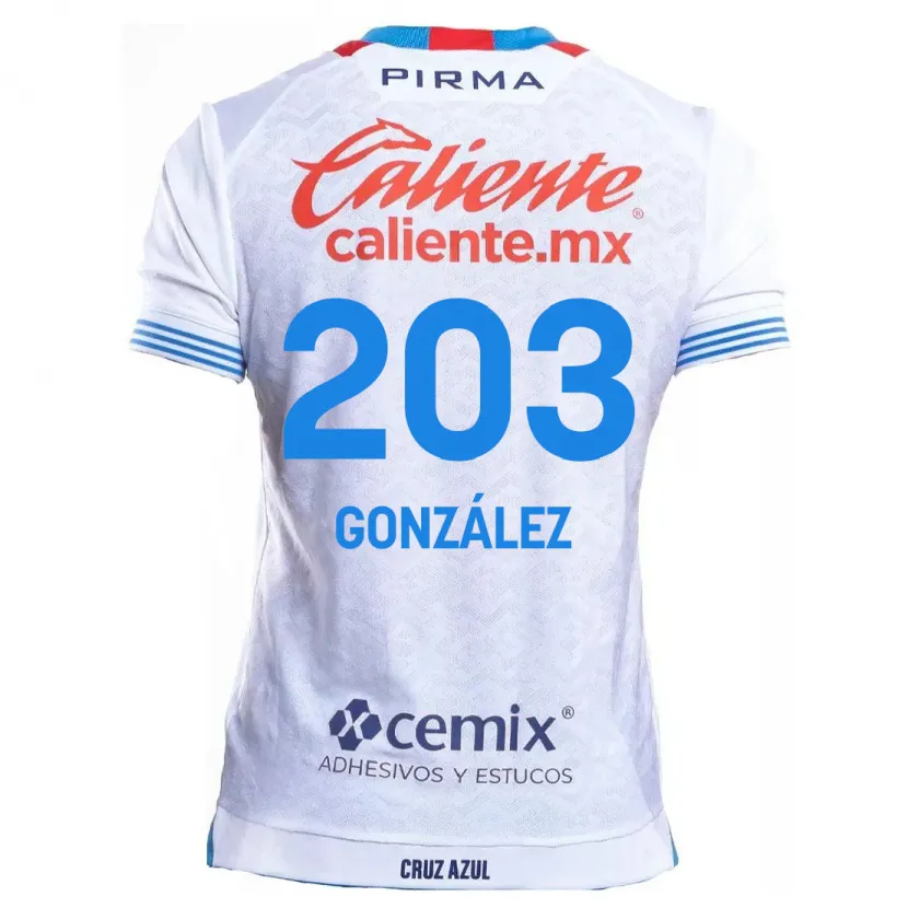 Danxen Kinderen Rogelio González #203 Wit Blauw Uitshirt Uittenue 2024/25 T-Shirt