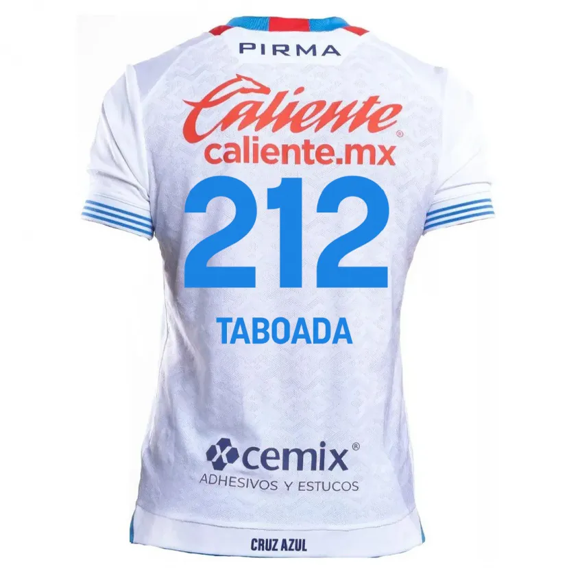 Danxen Kinderen Víctor Taboada #212 Wit Blauw Uitshirt Uittenue 2024/25 T-Shirt