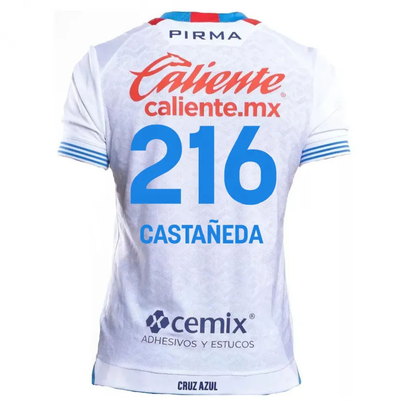 Danxen Kinderen Ian Castañeda #216 Wit Blauw Uitshirt Uittenue 2024/25 T-Shirt