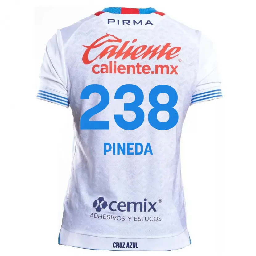 Danxen Kinderen Zadiel Pineda #238 Wit Blauw Uitshirt Uittenue 2024/25 T-Shirt