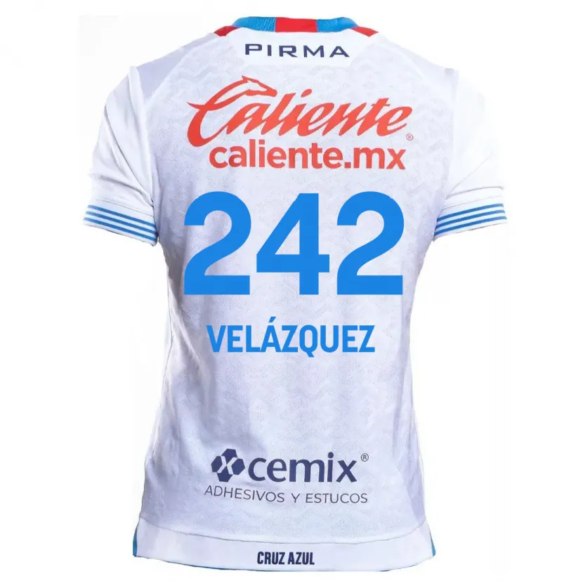 Danxen Kinderen Karol Velázquez #242 Wit Blauw Uitshirt Uittenue 2024/25 T-Shirt