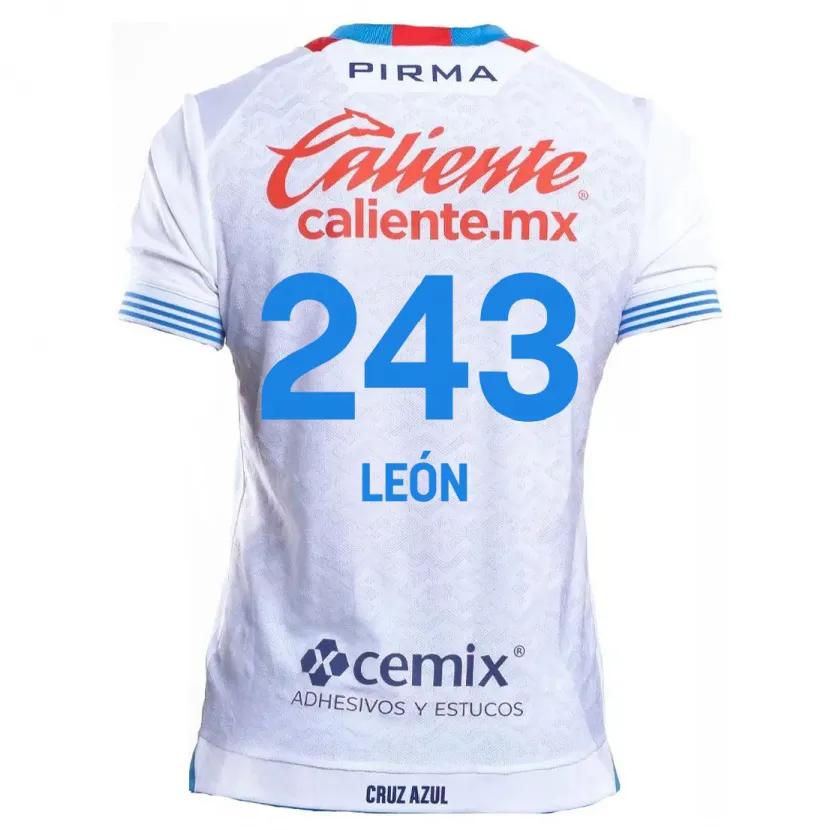 Danxen Kinderen Cristhian León #243 Wit Blauw Uitshirt Uittenue 2024/25 T-Shirt