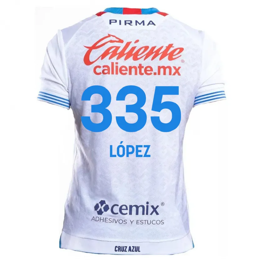 Danxen Kinderen Alfredo López #335 Wit Blauw Uitshirt Uittenue 2024/25 T-Shirt